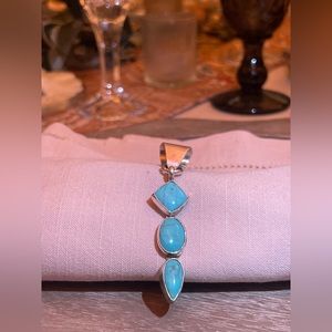 Native Handmade sterling silver 3 turquoise stones